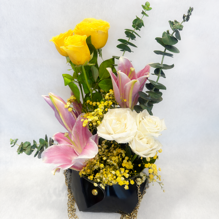 Mix Rose And Lily Bag Arrangement