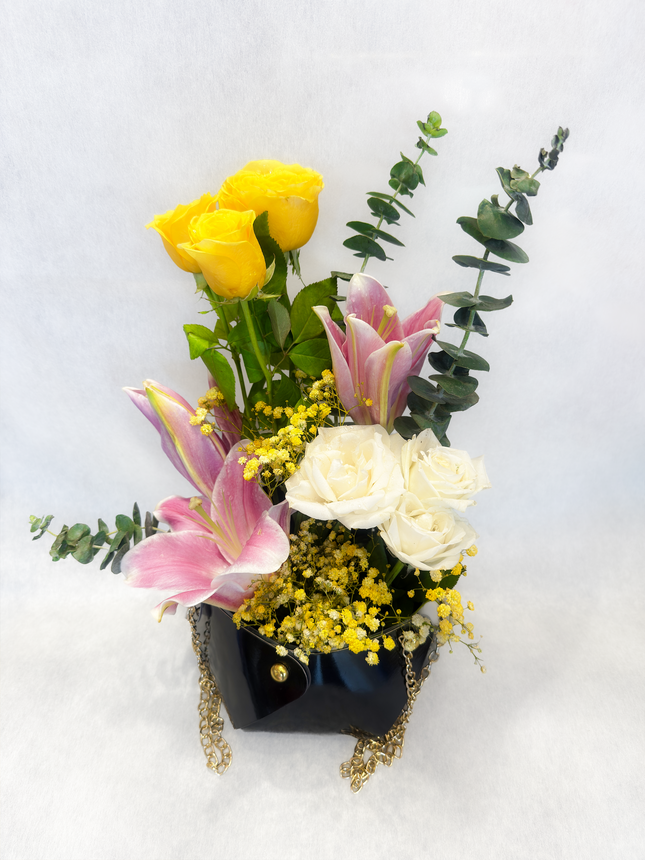 Mix Rose And Lily Bag Arrangement