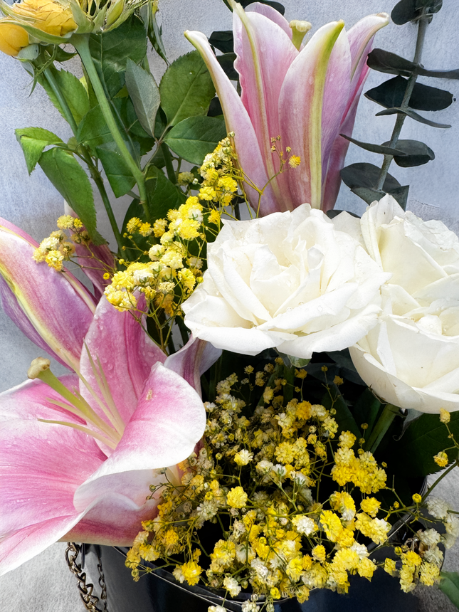 Mix Rose And Lily Bag Arrangement