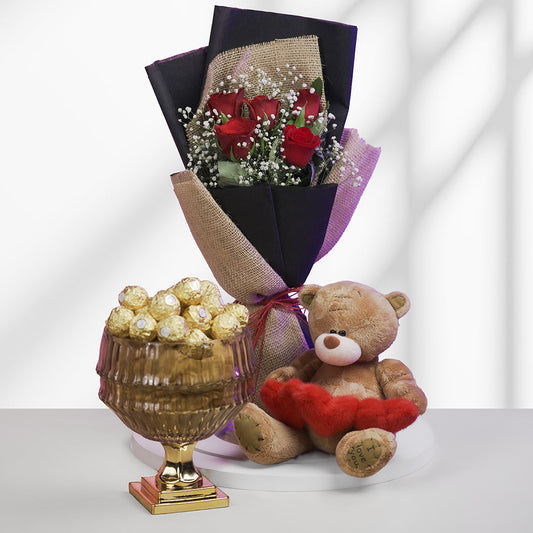 Rose Reverie with Ferrero (T-8) & Teddy Combo
