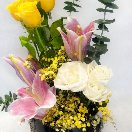 Mix Rose And Lily Bag Arrangement