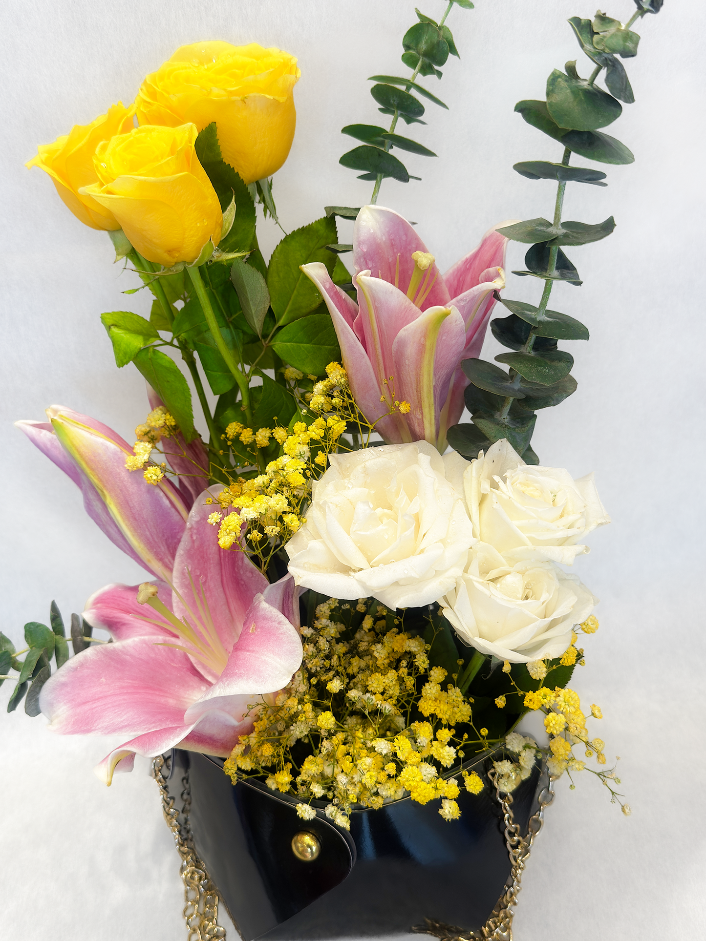 Mix Rose And Lily Bag Arrangement