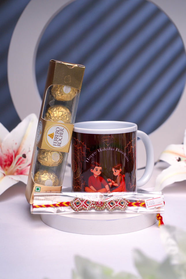 Golden Moments Rakhi Gift Mug Set