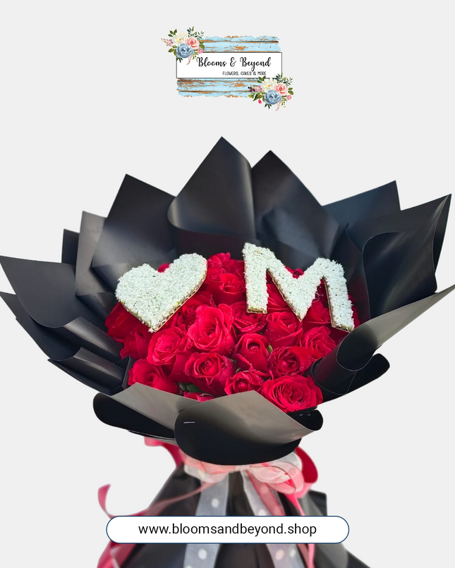 Forever Love Red Rose Initial Bouquet