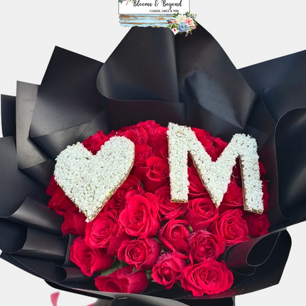 Forever Love Red Rose Initial Bouquet