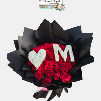 Forever Love Red Rose Initial Bouquet