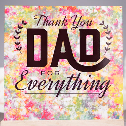 Thank you Dad for everything card with colorful watercolor background, Father's Day greeting