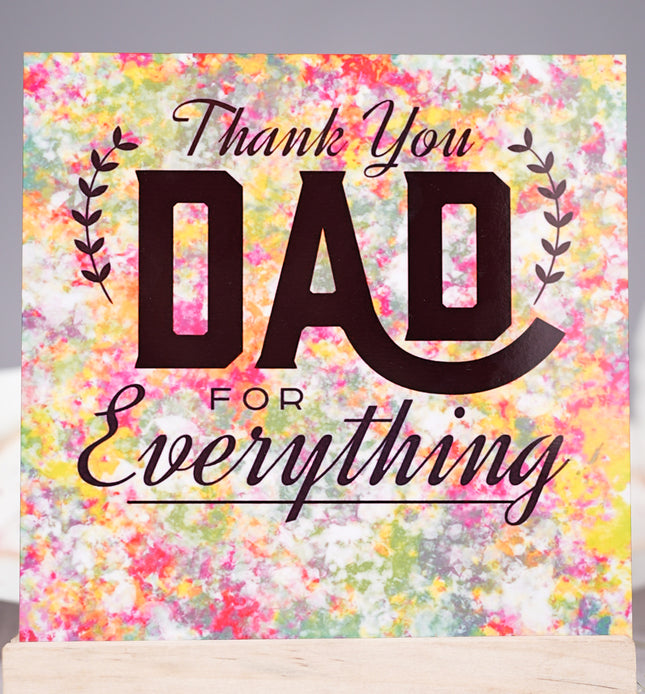 Thank you Dad for everything card with colorful watercolor background, Father's Day greeting