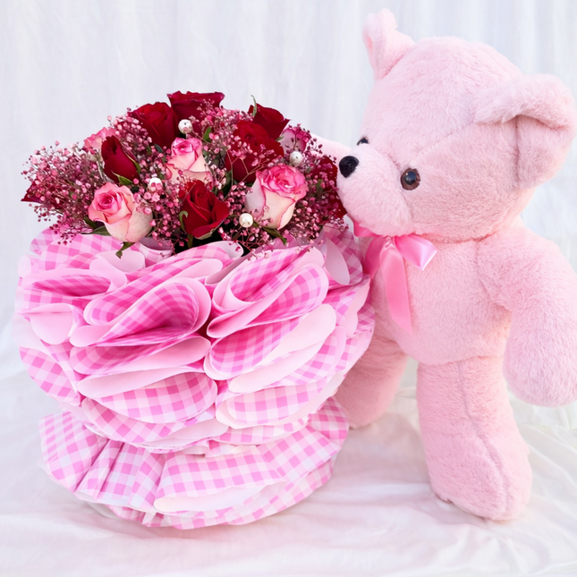 BNB Pink Teddy Rose Charm Bouquet