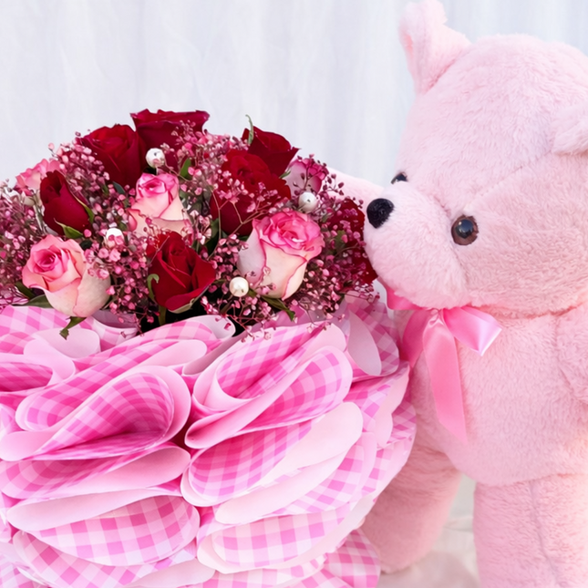 BNB Pink Teddy Rose Charm Bouquet