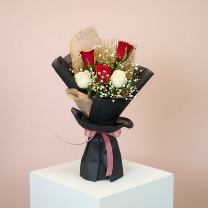 Classic Red & White Rose Bouquet