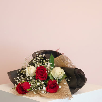 Classic Red & White Rose Bouquet