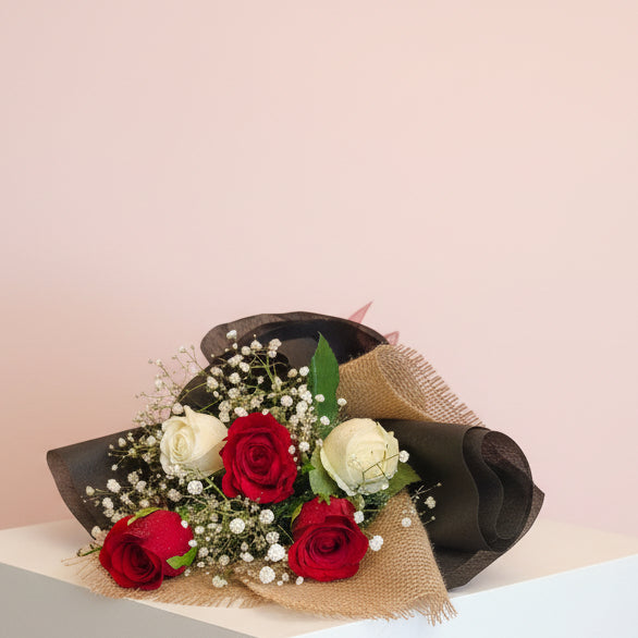 Classic Red & White Rose Bouquet