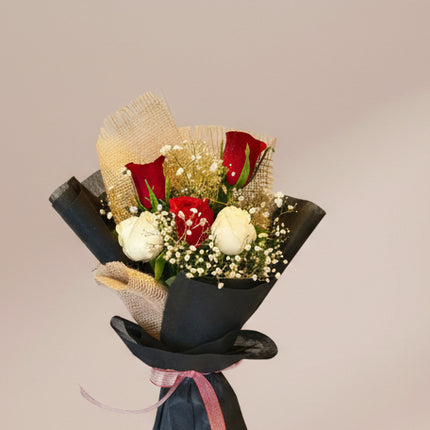 Classic Red & White Rose Bouquet