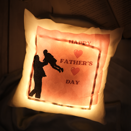 Happy Father's Day Pink LED Cushion