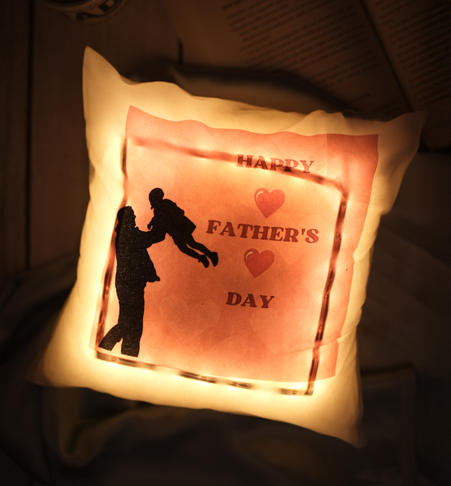 Happy Father's Day Pink LED Cushion