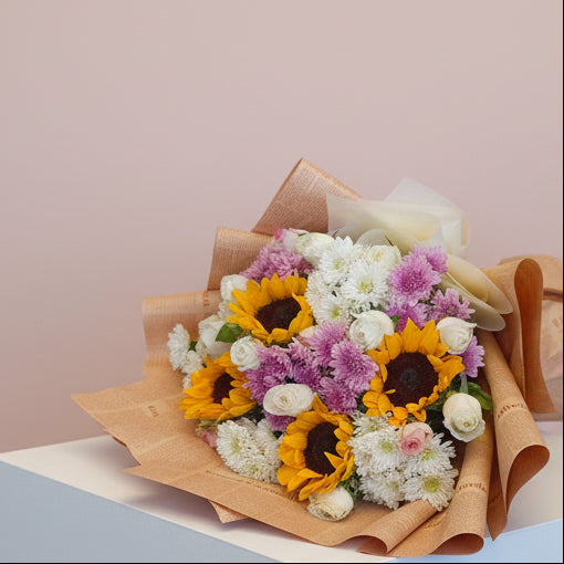 Sunflower & Pastel Mixed Bouquet