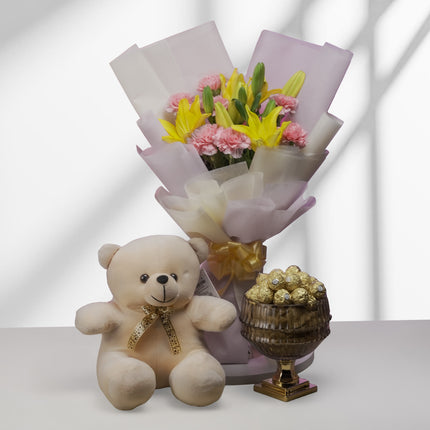 Lilly & Carnation Teddy with Ferrero Combo