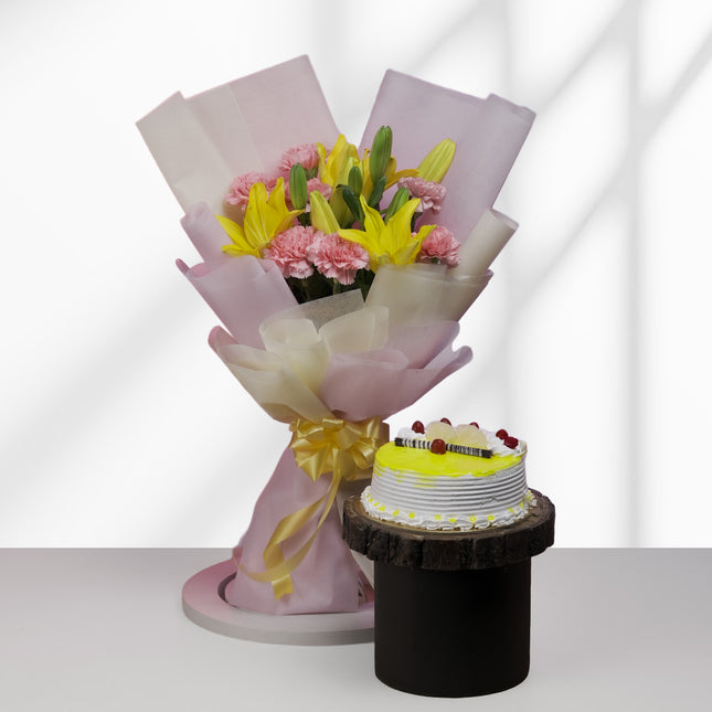 Lilly & Carnation with Cake Combo
