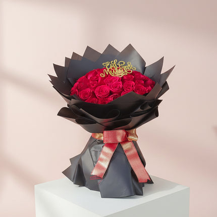 Luxury Personalized Red Rose Bouquet