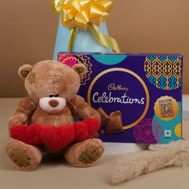 Rose Harmony with Chocolates and Teddy (Bunch of 15)