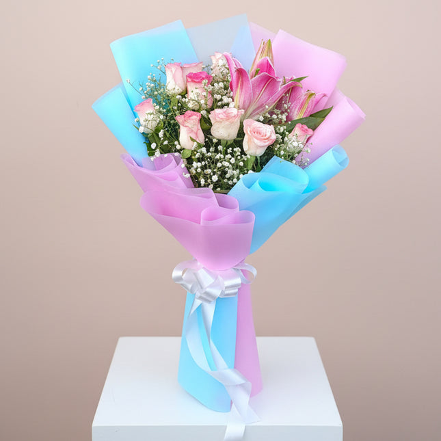 Pastel Rose & Lily Bouquet