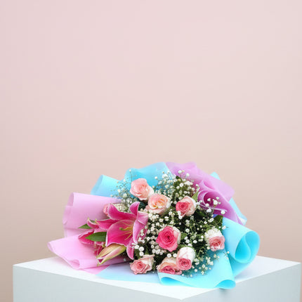 Pastel Rose & Lily Bouquet