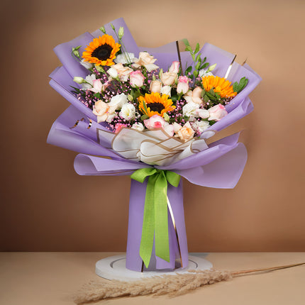 Sunflower & Blush Rose Harmony Bouquet