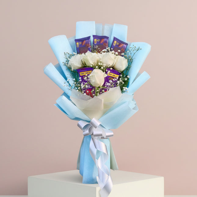 White Rose & Chocolate Bouquet
