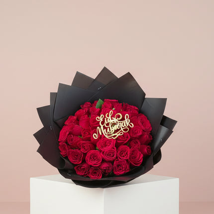 Luxury Personalized Red Rose Bouquet
