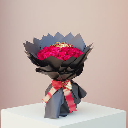 Luxury Personalized Red Rose Bouquet