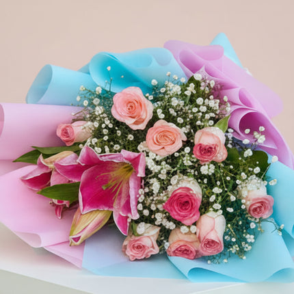 Pastel Rose & Lily Bouquet
