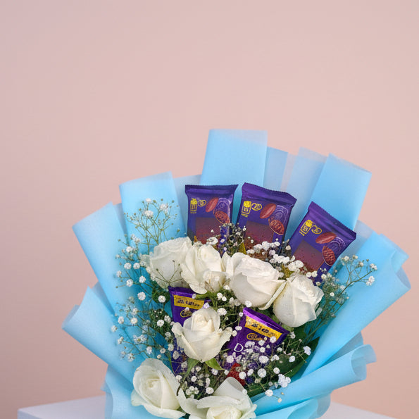 White Rose & Chocolate Bouquet